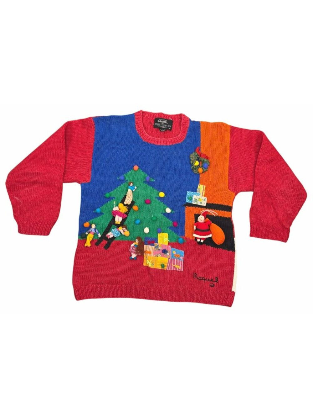 Vintage Raquel for Raquel's Collection Christmas Sweater 100% Cotton Medium Peru